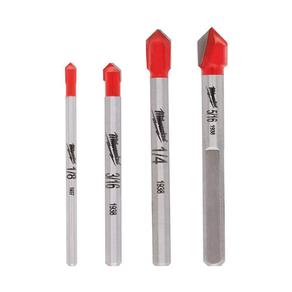 Carbide Glass and Tile Drill Bit Set (4-Pack)