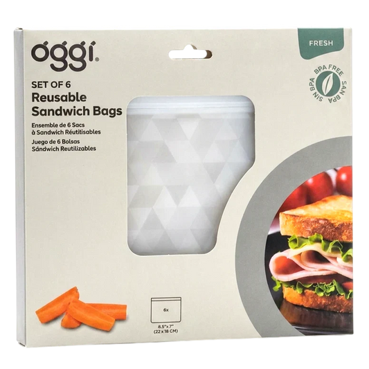 Reusable Sandwich Bags - Tonal Frost Geometric Design (6 CT)