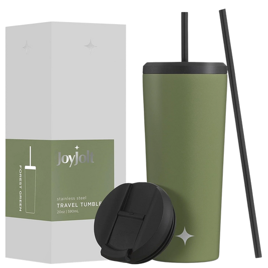 Vacuum Insulated Tumbler with Straw & Flip Lids (Green) 20oz