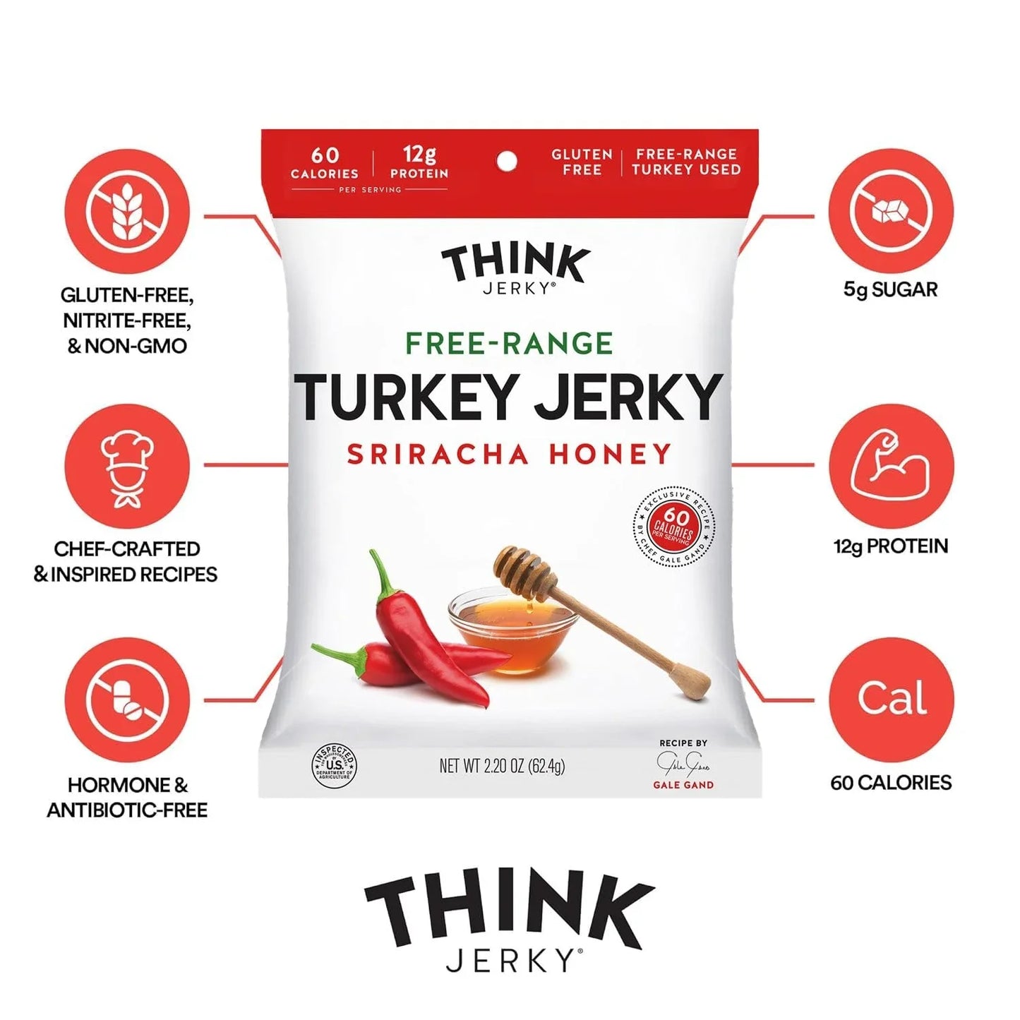 Free-Range Turkey Jerky Sriracha Honey (12 Pack)
