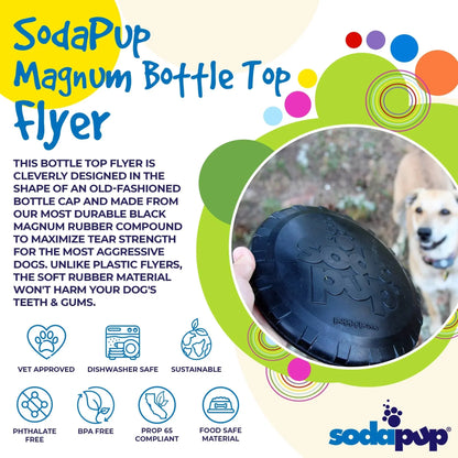 Magnum Bottle Top Flyer Dog Retrieving Frisbee - Large - Black