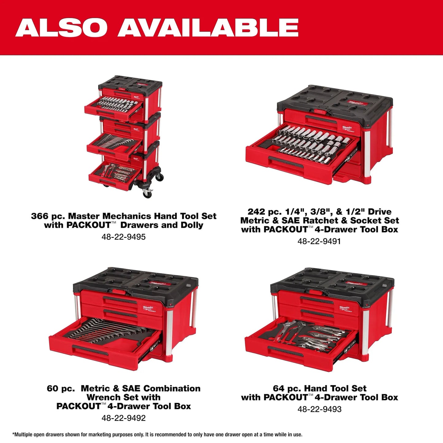 366-Pcs Master Mechanics Hand Tool Set with PACKOUTTM Drawers and Dolly