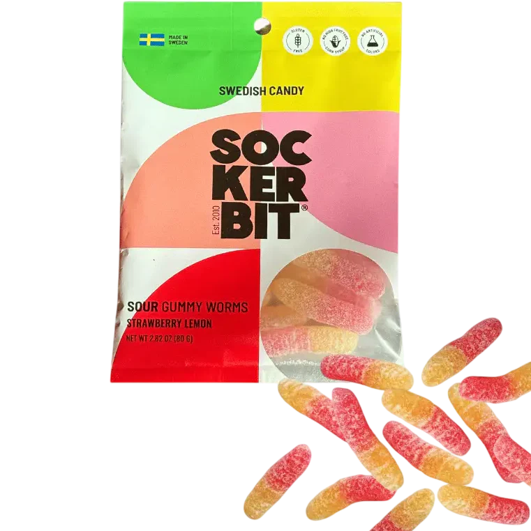 Sour Gummy Worms - Strawberry Lemon