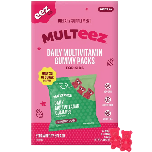 Multeez Daily Multivitamin Gummy Packs For Kids - Strawberry Splash