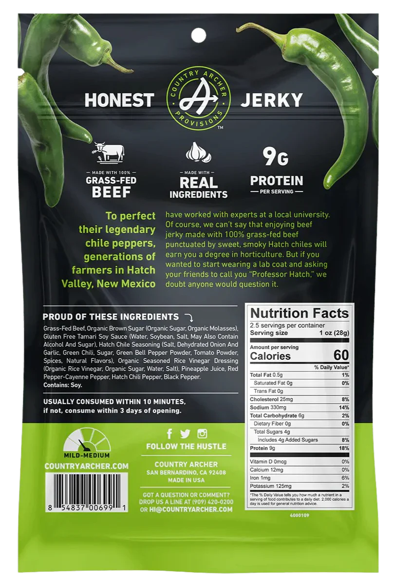 Grass-Fed Beef Jerky Hatch Chile