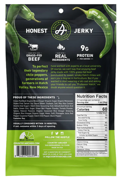 Grass-Fed Beef Jerky Hatch Chile