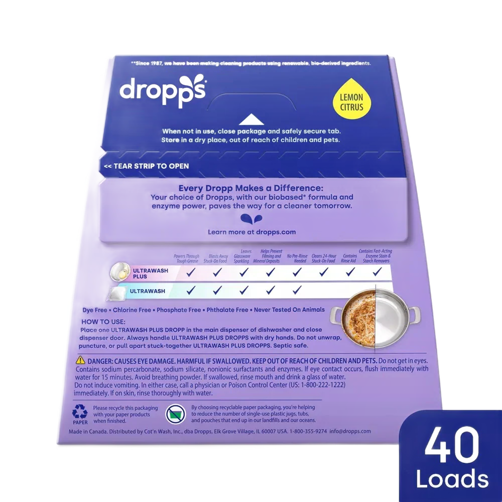 UltraWash Plus Biobased Power Dishwasher  Pod - Lemon  (40 CT)