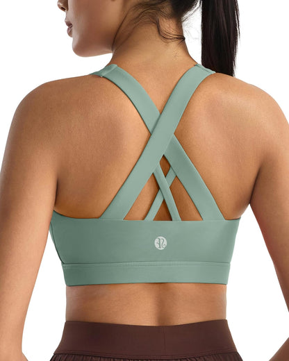 RUNNING GIRL® Medium-Support Strappy Criss-Cross Bra | Removable Cups & Buttery-Soft Sculpting Bra