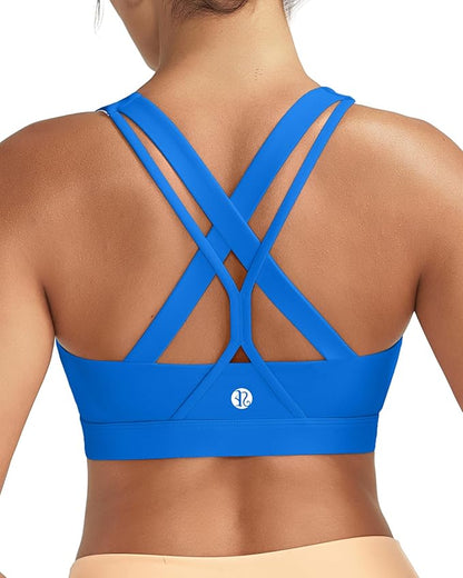 RUNNING GIRL® Medium-High Support Crisscross Back Sports Bra with Removable Pads