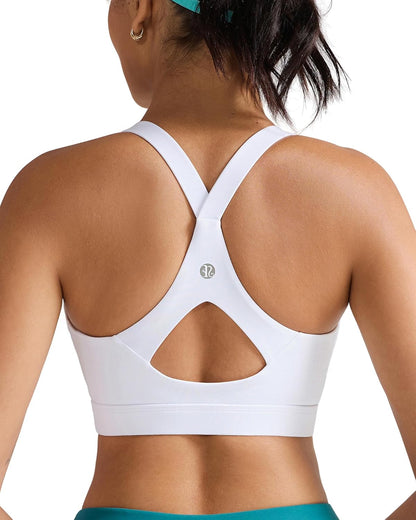 RUNNING GIRL Sports Bra for Women,Y Back Molded Cup Strappy Running High Impact Sports Bra with Sewn in Pads