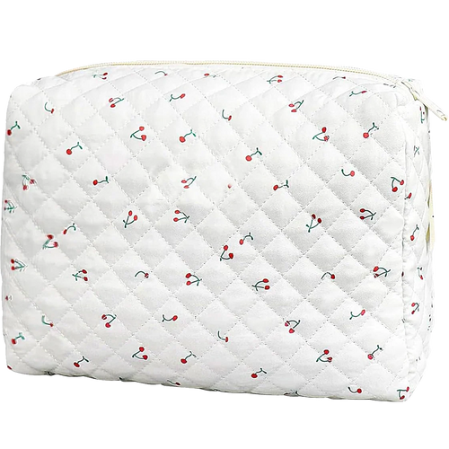 Quilted Cherry Cosmetic Bag