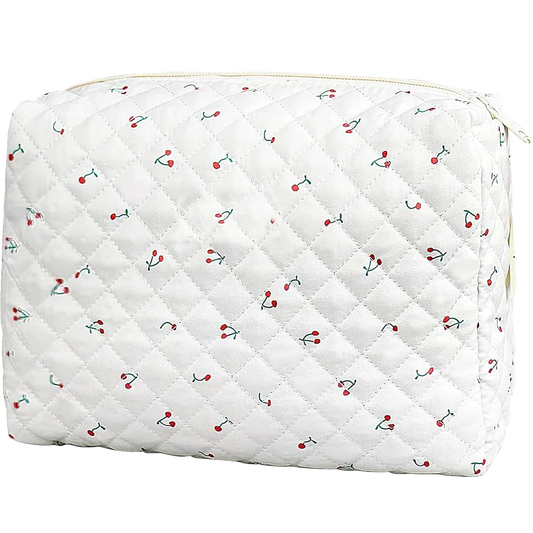 Quilted Cherry Cosmetic Bag
