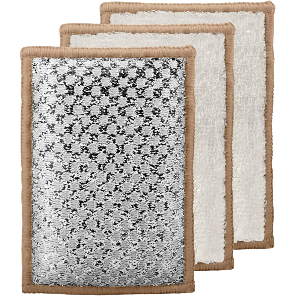 Bamboo Scrub Sponges - White/Khaki (3 CT)