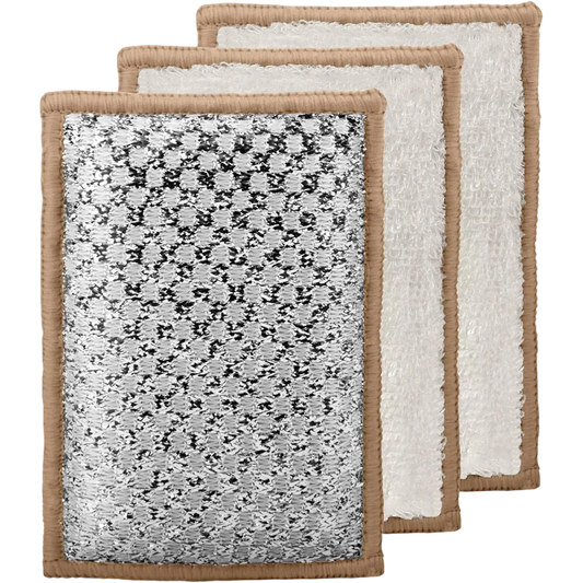 Bamboo Scrub Sponges - White/Khaki (3 CT)