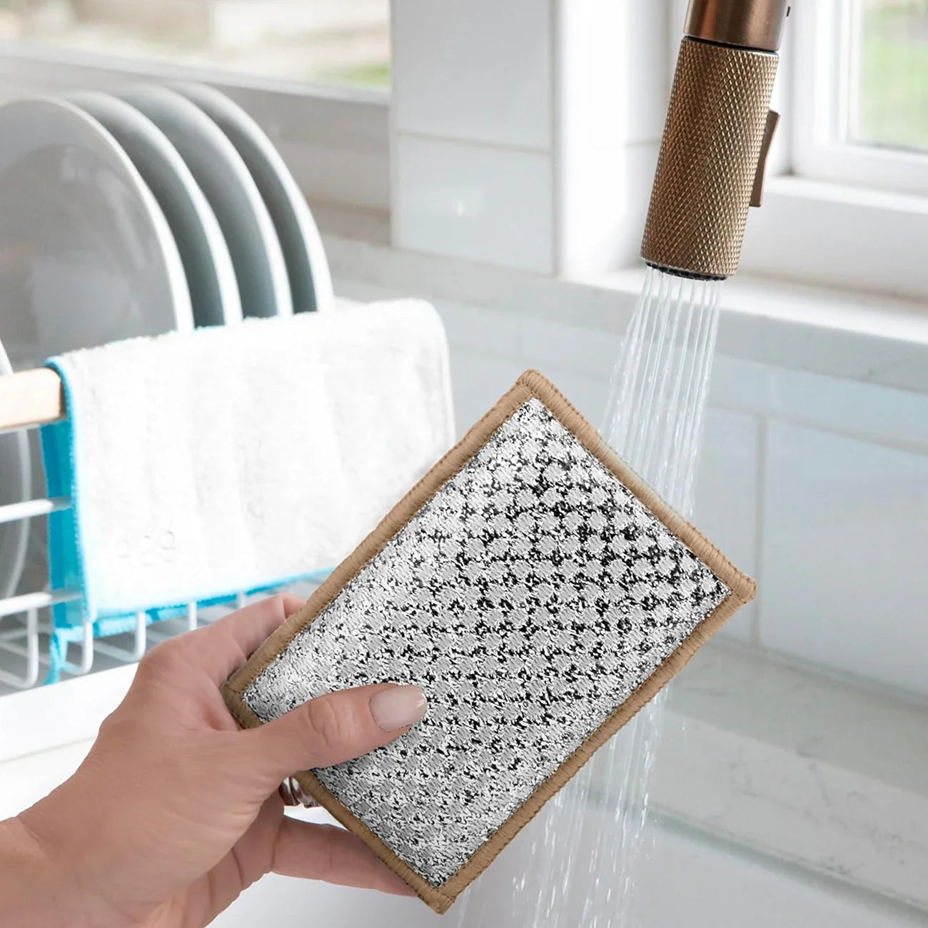 Bamboo Scrub Sponges - White/Khaki (3 CT)