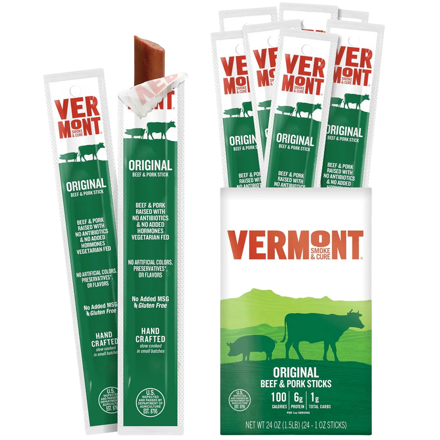 Original Smoke and Cure Beef & Pork Sticks (24 CT)