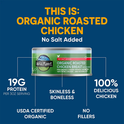 Organic Roasted Chicken Breast with Rib Meat No Salt Added