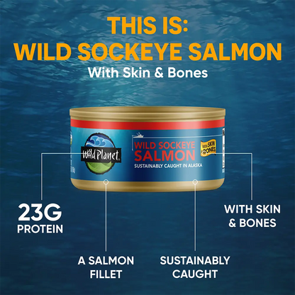 Wild Sockeye Salmon with Skin & Bones