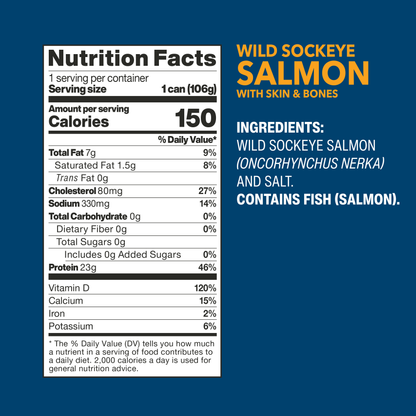 Wild Sockeye Salmon with Skin & Bones