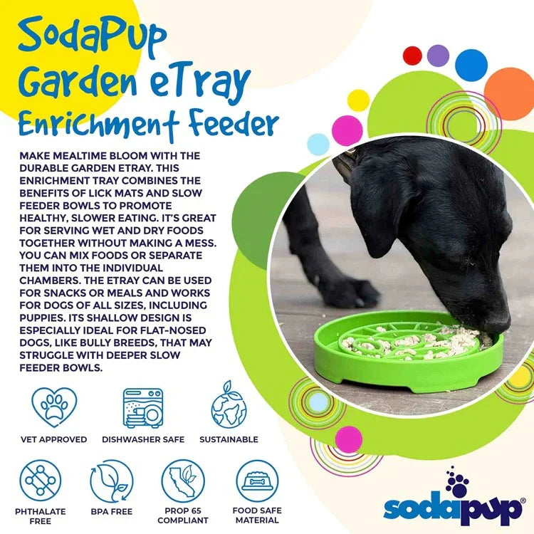 Garden Design eTray Enrichment Shallow Slow Feeder Dog Bowl - Green