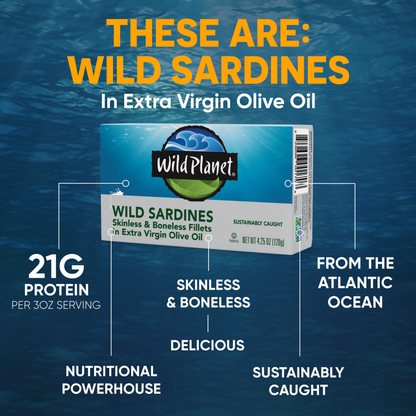Wild Sardines Skinless & Boneless Fillets In Extra Virgin Olive Oil