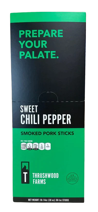 Sweet Chili Pepper Flavored Smoke Pork Stick (30 CT)