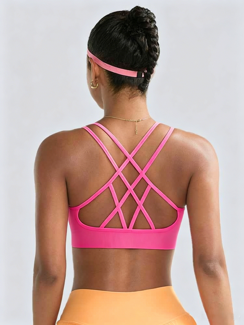 RUNNING GIRL® Strappy Yoga Bra | Built-in Shelf Bra with Push Up Support for B/C Cups