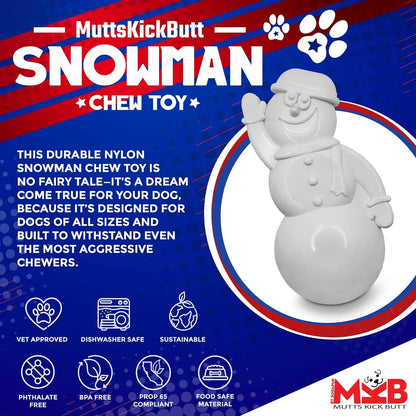 MuttsKickButt Snowman - Durable Dog Chew Toy