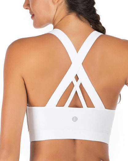 RUNNING GIRL® Medium-Support Criss-Cross Sports Bra | Removable Pads & Strappy Back