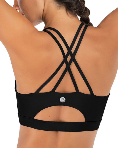 RUNNING GIRL® Medium-Support Crisscross Sports Bra | Removable Cups & Anti-Roll Elastic Hem