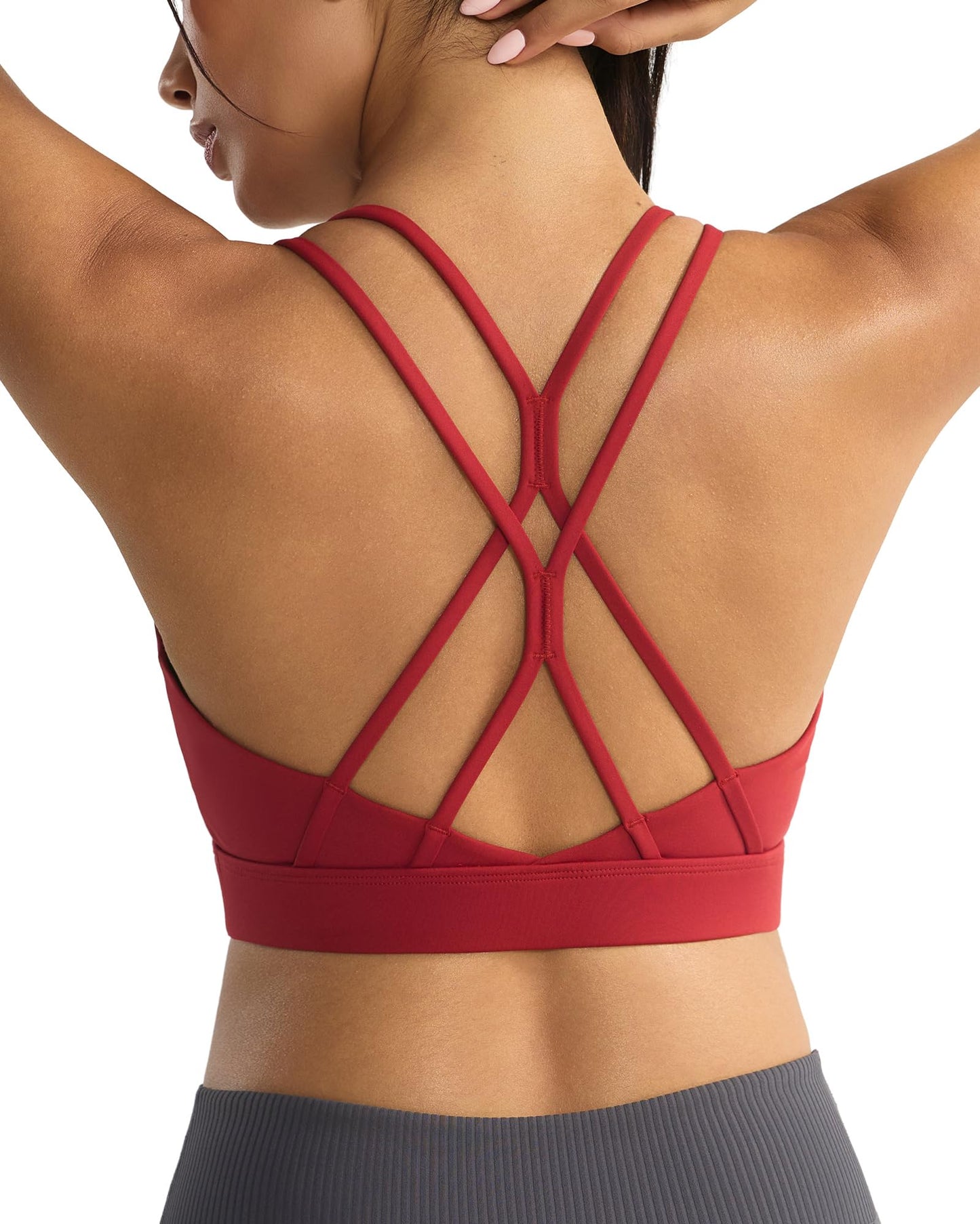 RUNNING GIRL® Strappy Criss-Cross Yoga Bra | Removable Cups & Medium Support Sculpting Bra