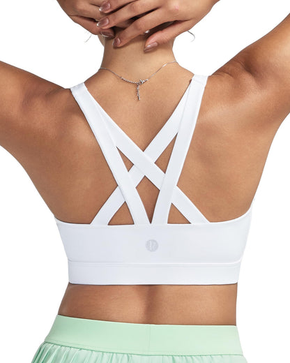 RUNNING GIRL® Medium-Support Strappy Sports Bra | Removable Cups & Wide Straps for Yoga Gym