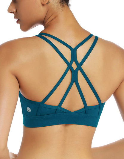 RUNNING GIRL® Strappy Criss-Cross Yoga Bra | Removable Cups & Medium Support Sculpting Bra