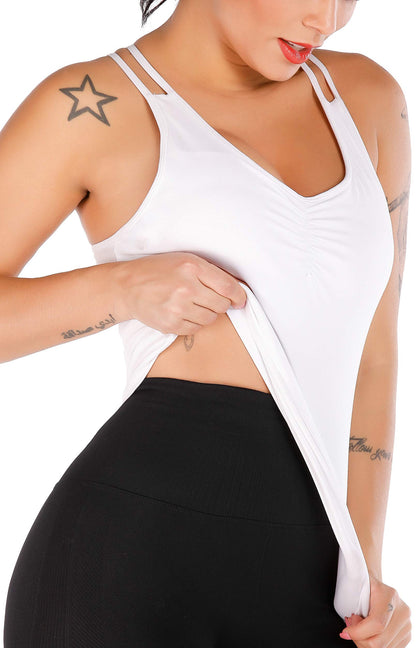 RUNNING GIRL® Sculpt Strappy Yoga Tank Top | Built-in Shelf Bra with Light Support