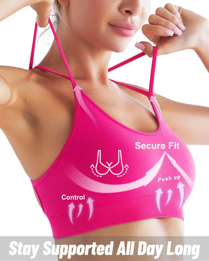 RUNNING GIRL® Strappy Yoga Bra | Built-in Shelf Bra with Push Up Support for B/C Cups