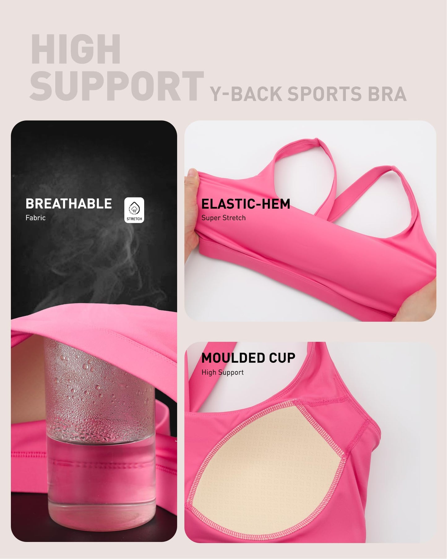 RUNNING GIRL® High-Impact Racerback Sports Bra | Fixed Molded Cups for Larger Busts