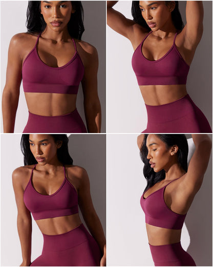 RUNNING GIRL® Sexy Criss-Cross Back Yoga Bra | Seamless Medium-Support Sports Bra