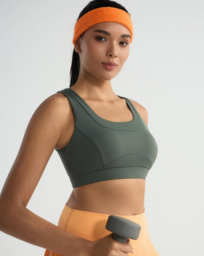 RUNNING GIRL® High-Support Racerback Tank Style Sports Bra | Fixed Molded Cups