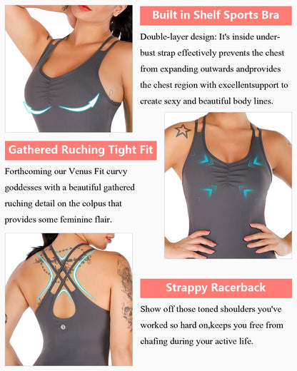 RUNNING GIRL® Sculpt Strappy Yoga Tank Top | Built-in Shelf Bra with Light Support