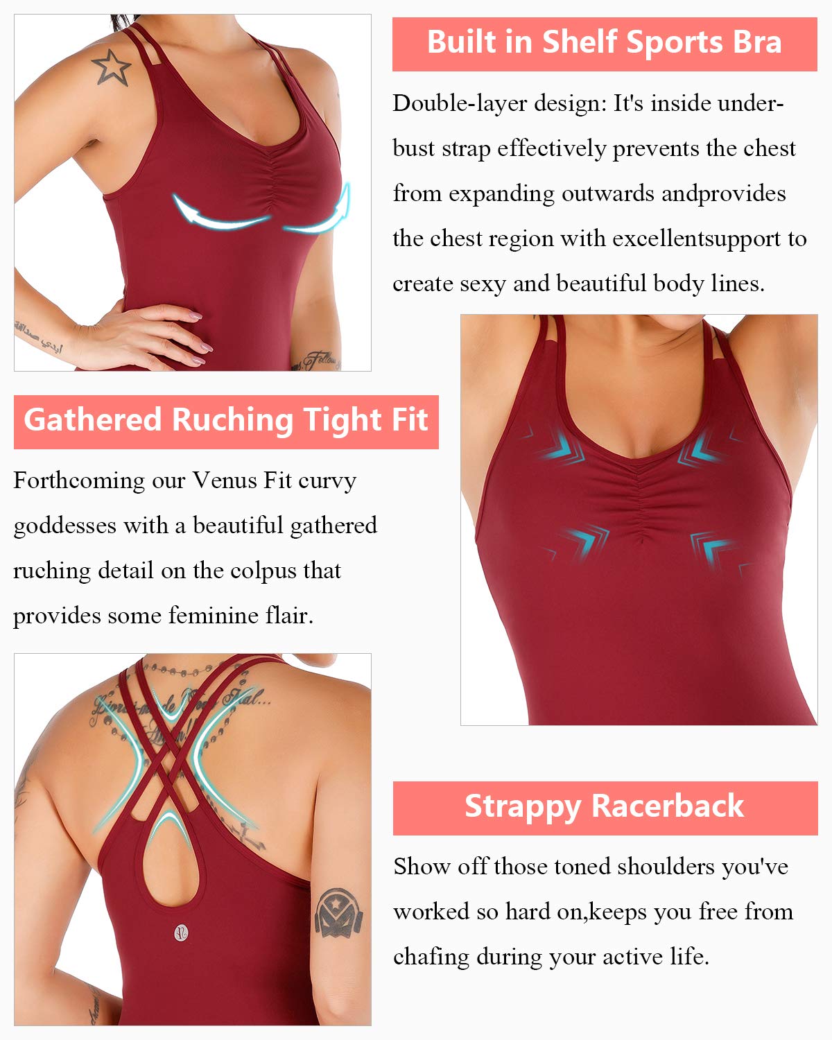 RUNNING GIRL® Sculpt Strappy Yoga Tank Top | Built-in Shelf Bra with Light Support