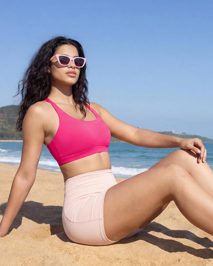 RUNNING GIRL® Medium-Support Crisscross Sports Bra | Removable Cups & Anti-Roll Elastic Hem