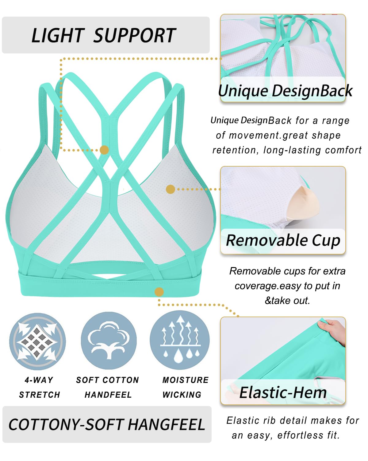 RUNNING GIRL® Sexy Crisscross Yoga Bra | Thin Breathable Strappy Back Sports Bra
