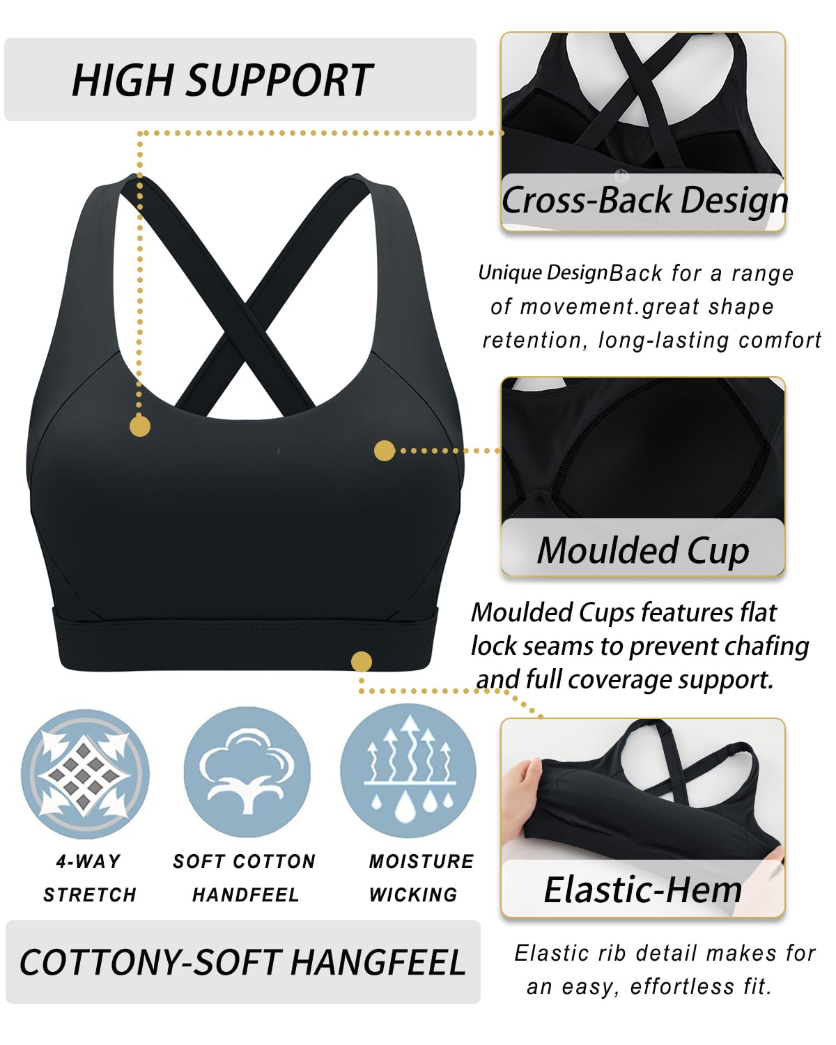RUNNING GIRL® High-Impact Back-Support Sports Bra | Fixed Molded Cups