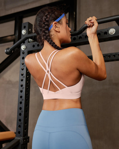 RUNNING GIRL® Strappy Criss-Cross Yoga Bra | Removable Cups & Medium Support Sculpting Bra