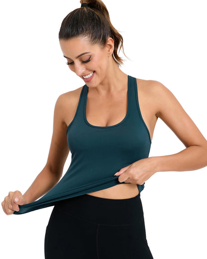 RUNNING GIRL® 2-in-1 Wide-Strap Racerback Tank Top | Built-in Bra Yoga Cami