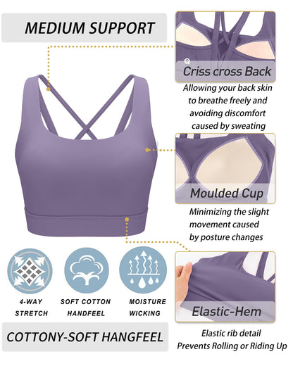 RUNNING GIRL® Medium-High Support Crisscross Back 2-in-1 Versatile Sports Bra