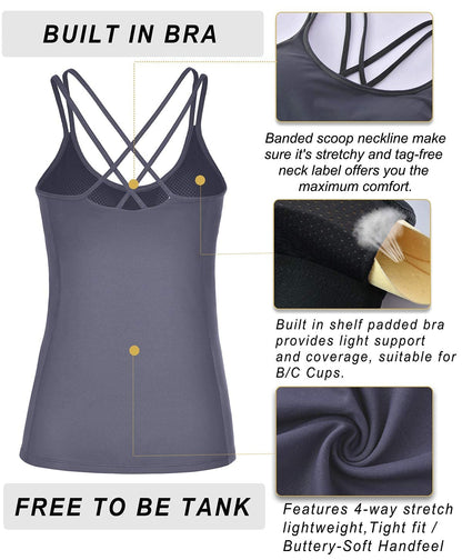 RUNNING GIRL® Sculpting Yoga Tank Top | Built-in Shelf Bra with Removable Cups & U-Shaped Back
