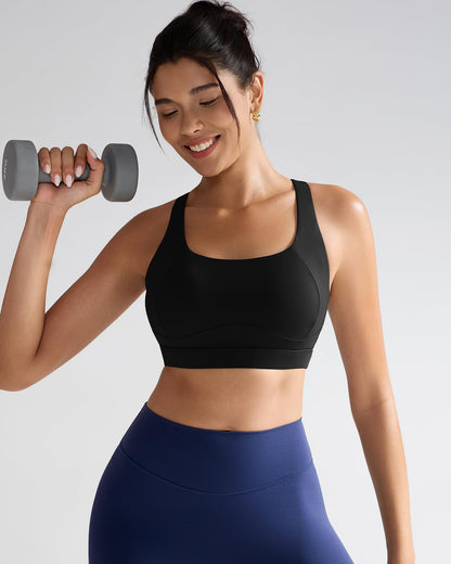 RUNNING GIRL® High-Impact Racerback Sports Bra | Fixed Molded Cups for Larger Busts