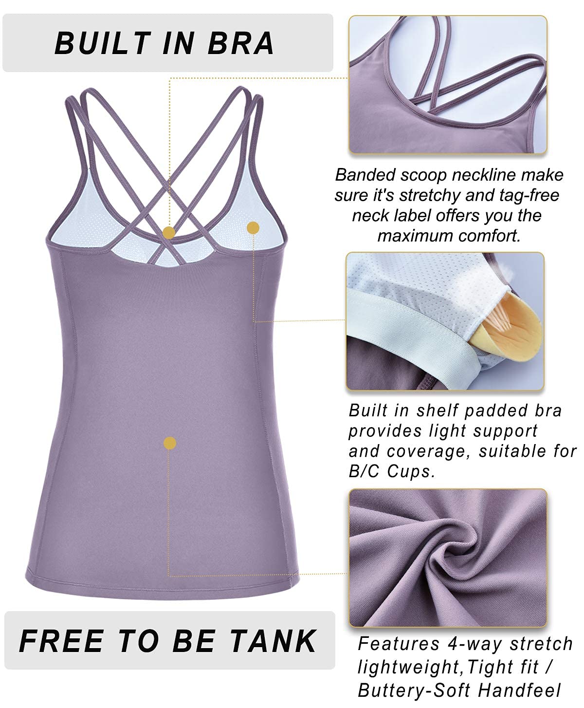 RUNNING GIRL® Sculpting Yoga Tank Top | Built-in Shelf Bra with Removable Cups & U-Shaped Back