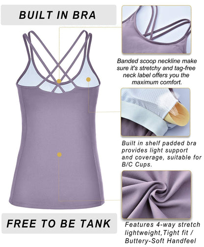 RUNNING GIRL® Essence Yoga Tank Top | Built-in Shelf Bra with Removable Cups & Buttery-Soft Sculpting Tank